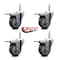 Service Caster 4 Inch Gray Polyurethane Swivel 34 Inch Threaded Stem Caster Set with Total Lock Brake SCC-TSTTL20S414-PPUB-34212-4 - alternate 3